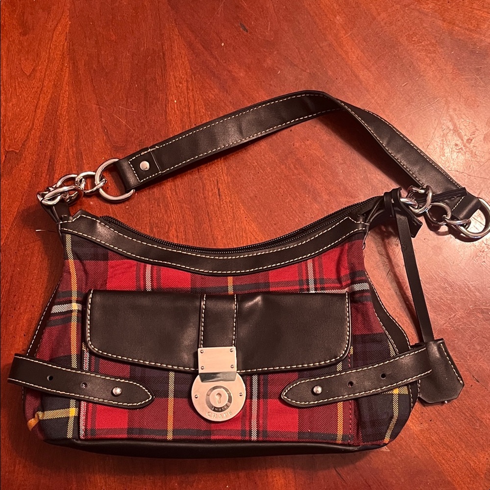 Chaps Red and Black Plaid Shoulder Bag